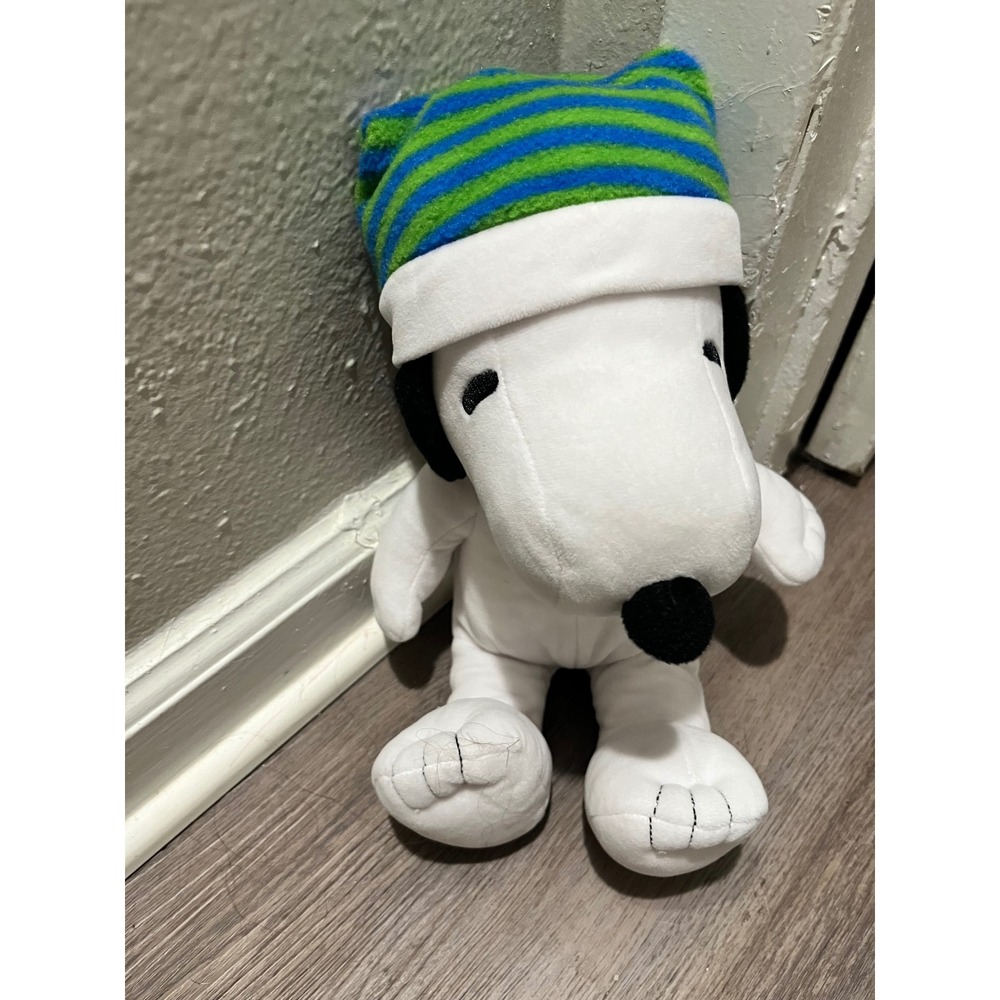 Snoopy Plush Toy Kohl's Cares‎ Blue Green Striped Hat Red Collar